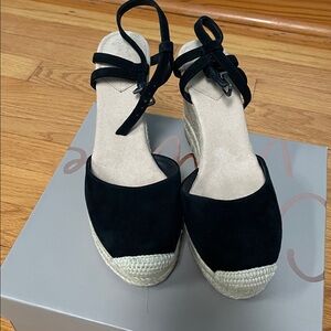 Crown Vintage Black Espadrille Wedge Sandals